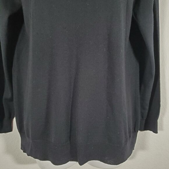 J Crew Womens Sweater Large Black Merino Wool Classic Preppy Minimalist Timeless - Picture 3 of 8
